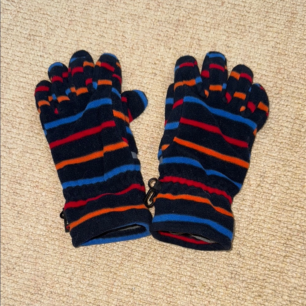 Lands End Kids Polartec Colorful Striped Gloves - Kids M